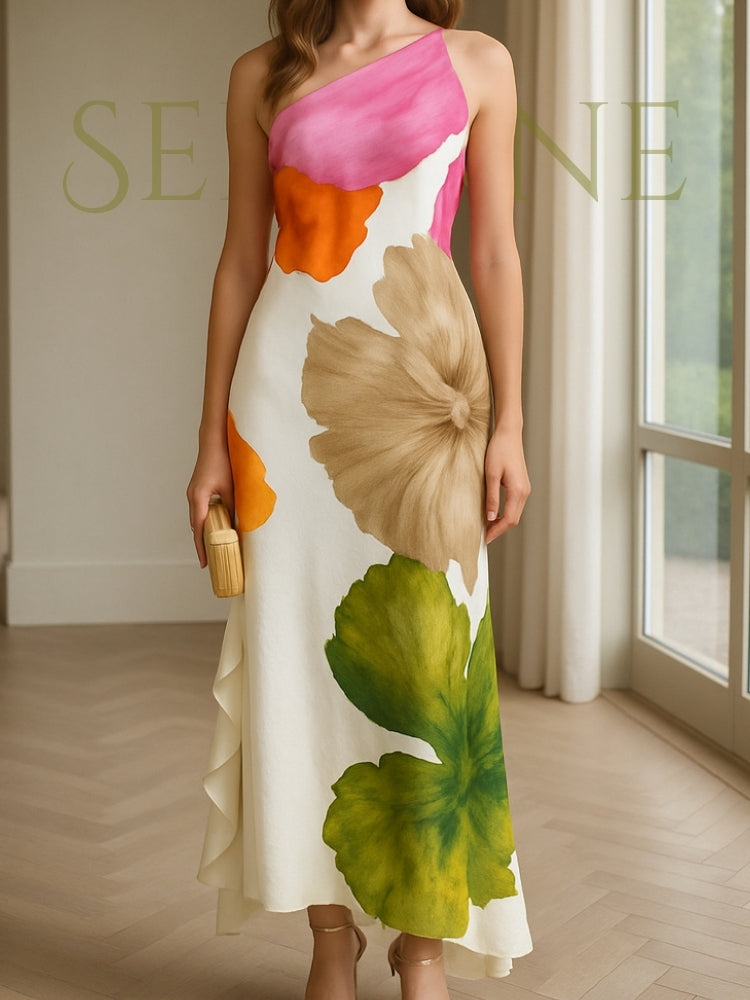 Serenne Long Dress - Elegant Floral, Summer, Beach, Holiday