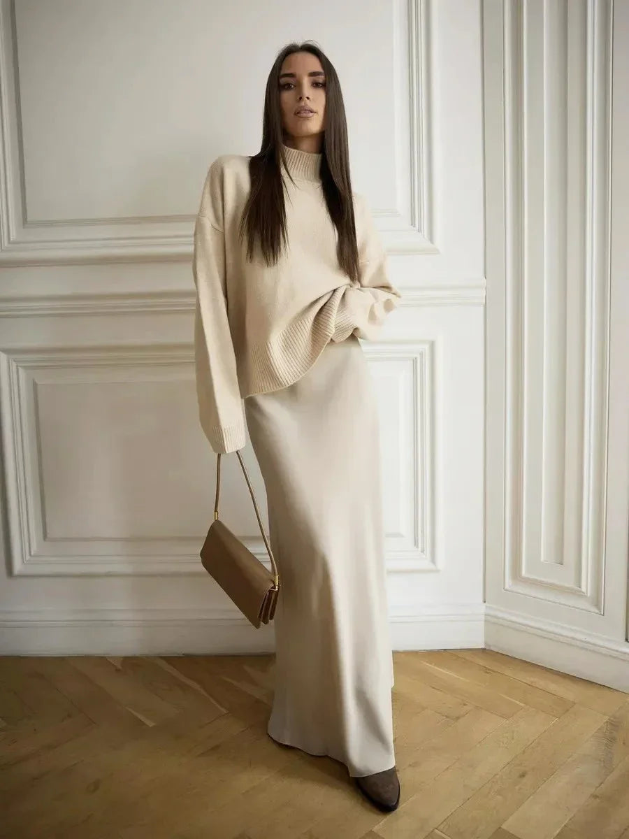 Satin Skirt, Casual and Elegant - Serenne Moda Spring and Summer
