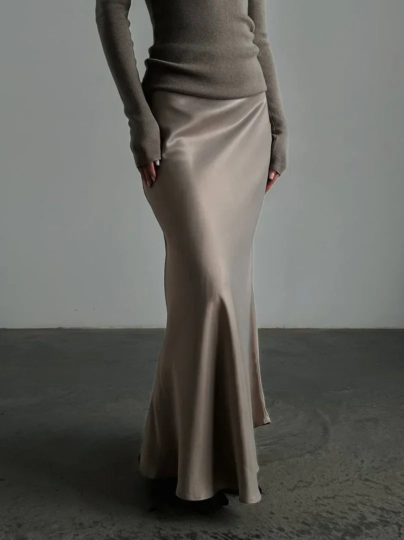 Satin Skirt, Casual and Elegant - Serenne Moda Spring and Summer