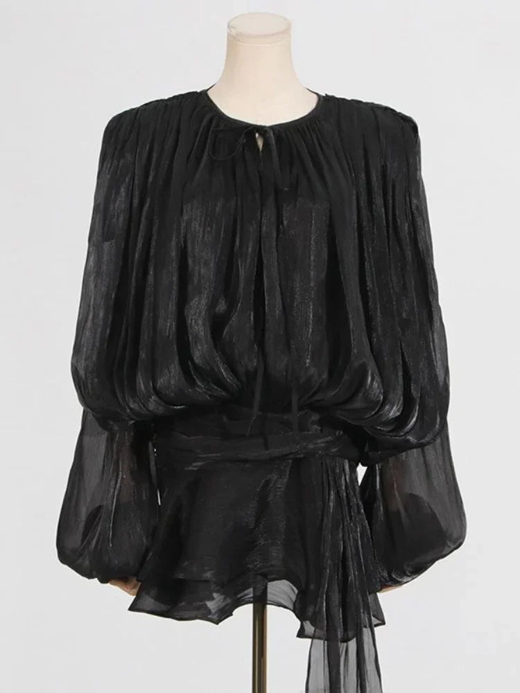 Summer Serenne Dress - Short, High-Waisted, Puff Sleeve, Elegant, Casual