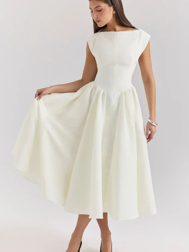 White Serenne Dress - Backless, Elegant, Casual and Chic