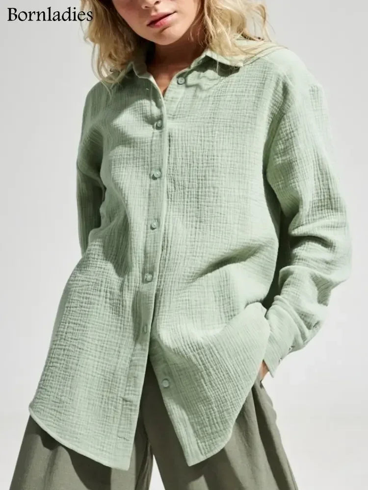 Spring and Summer 2025 Shirt - Long Sleeve, Bornladies, Elegant and Plain