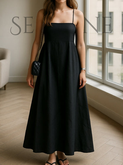 Serenne Dress - Square Neckline, Long, Casual and Elegant