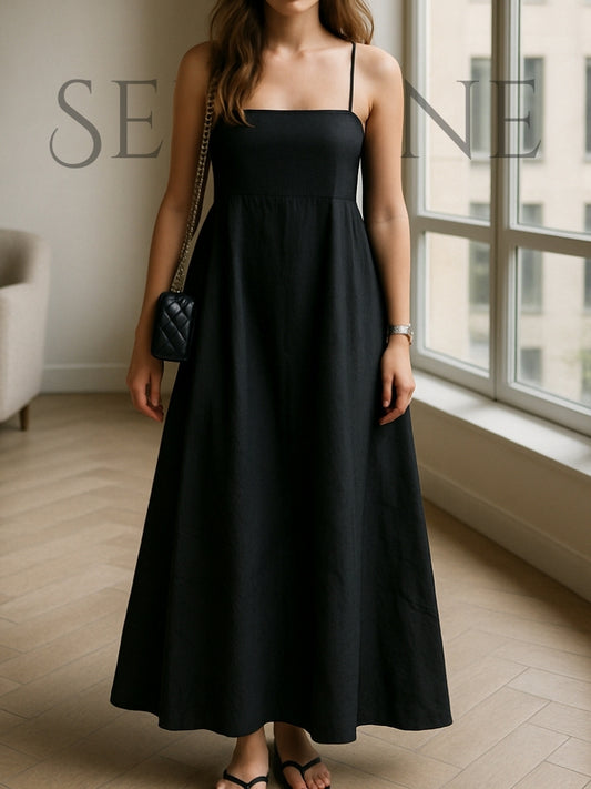 Serenne Dress - Square Neckline, Long, Casual and Elegant