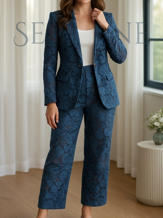 Serenne Set - Chic and Elegant Blue Lace Blazer
