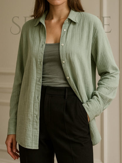 Spring and Summer 2025 Shirt - Long Sleeve, Bornladies, Elegant and Plain
