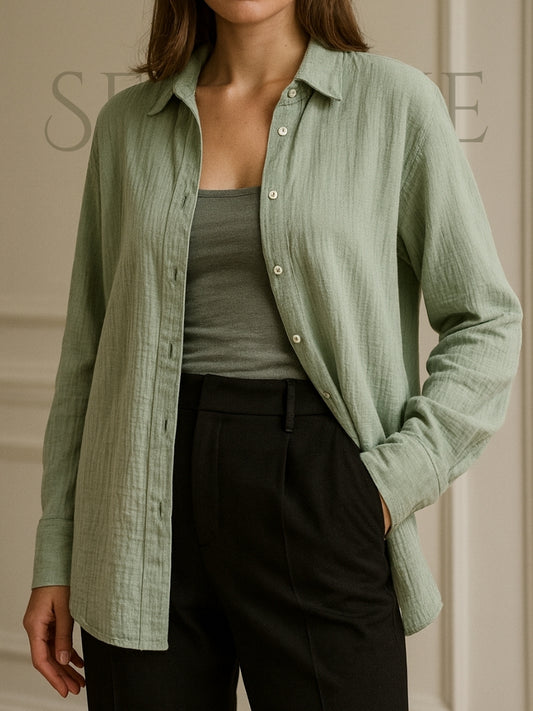 Spring and Summer 2025 Shirt - Long Sleeve, Bornladies, Elegant and Plain