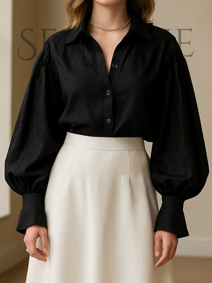 Serenne Shirt - Loose and Elegant, Versatile, Casual, Long Sleeve Shirt