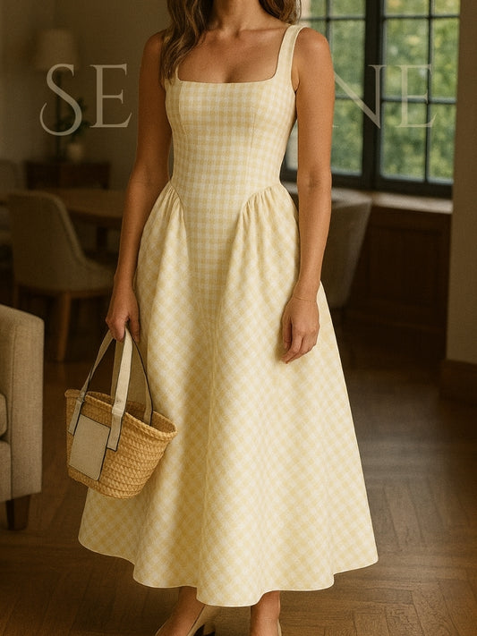 Elegant Short Dress - Sleeveless, High Waist, Square Neck, Chic, Urban Fashion