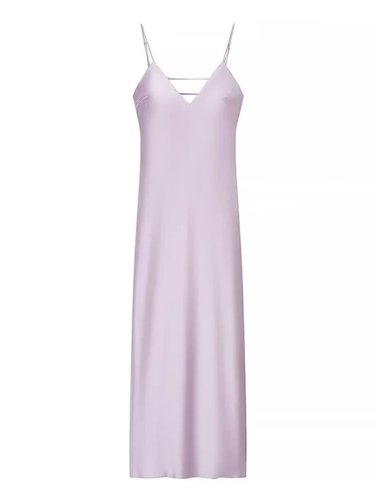 Serenne V-Neck Dress - Elegant Backless, Spaghetti Straps, Chic Robe, Vacation