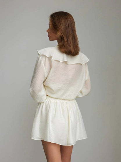 Serenne Bornladies Set - V-Neck Top and Loose Shorts, Casual Fashion, Elegant and Luxury