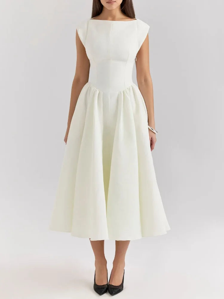 White Serenne Dress - Backless, Elegant, Casual and Chic