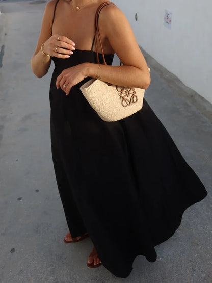 Serenne Dress - Square Neckline, Long, Casual and Elegant