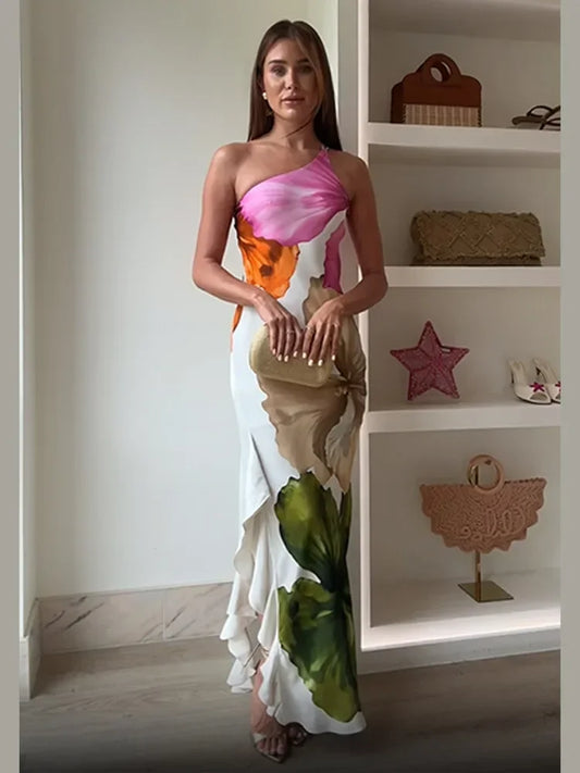 Serenne Long Dress - Elegant Floral, Summer, Beach, Holiday