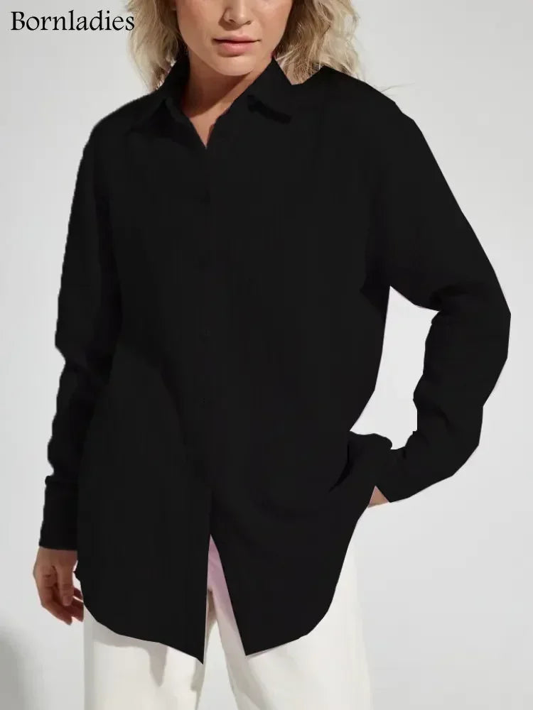 Spring and Summer 2025 Shirt - Long Sleeve, Bornladies, Elegant and Plain