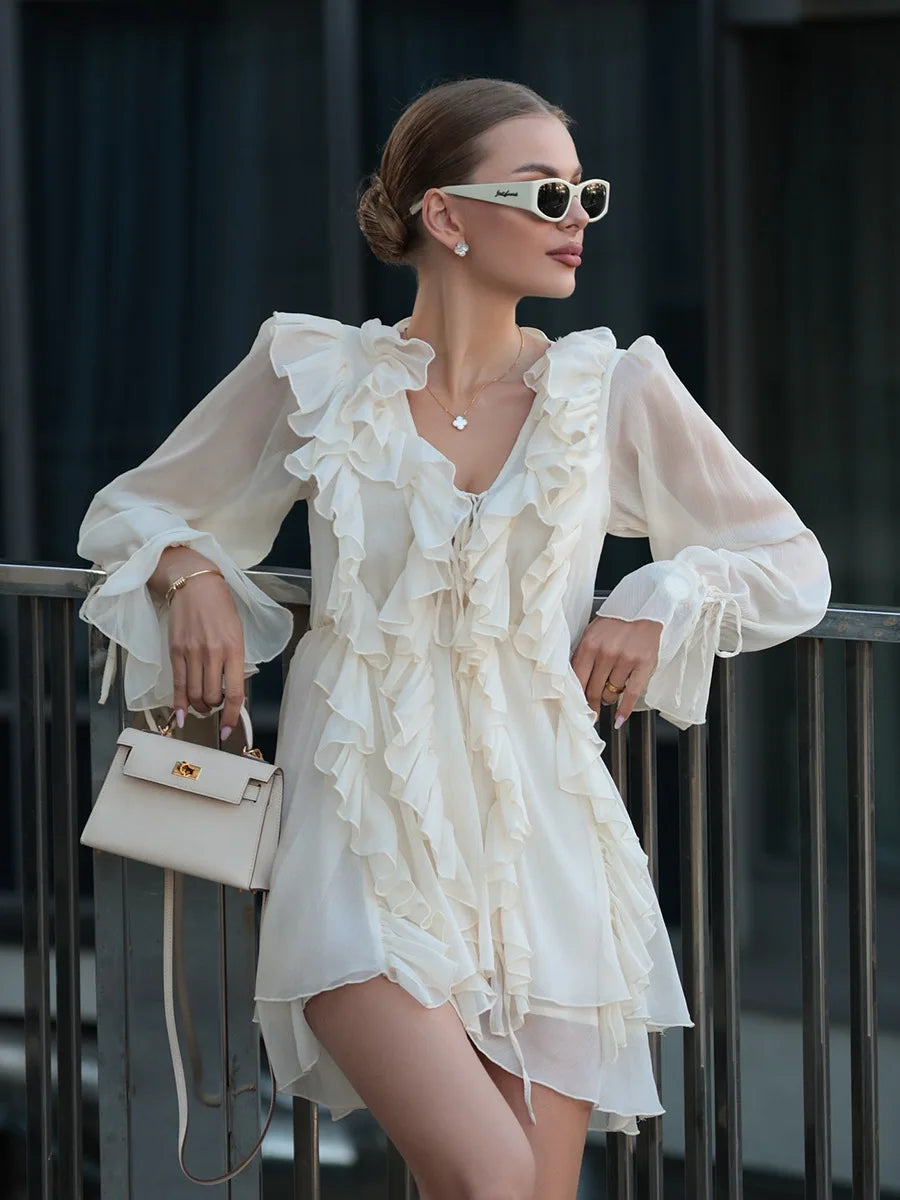 Serenne 2025 Chiffon Dress - Short, Elegant, French Style Skirt