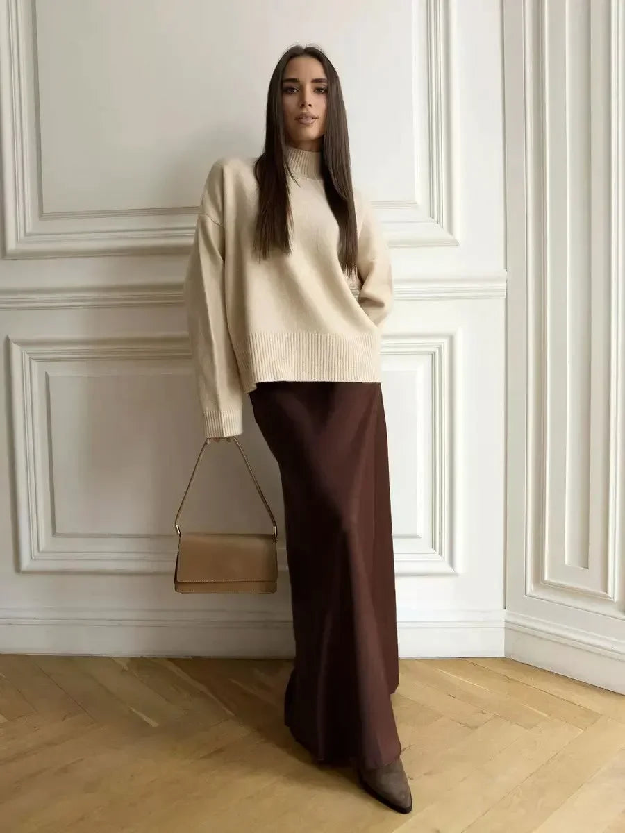 Satin Skirt, Casual and Elegant - Serenne Moda Spring and Summer