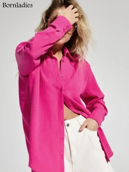 Spring and Summer 2025 Shirt - Long Sleeve, Bornladies, Elegant and Plain