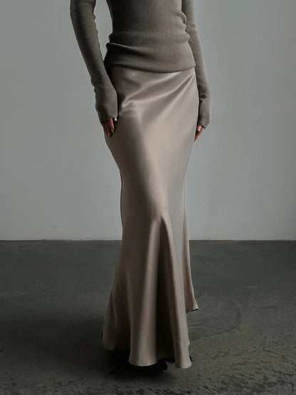 Satin Skirt, Casual and Elegant - Serenne Moda Spring and Summer