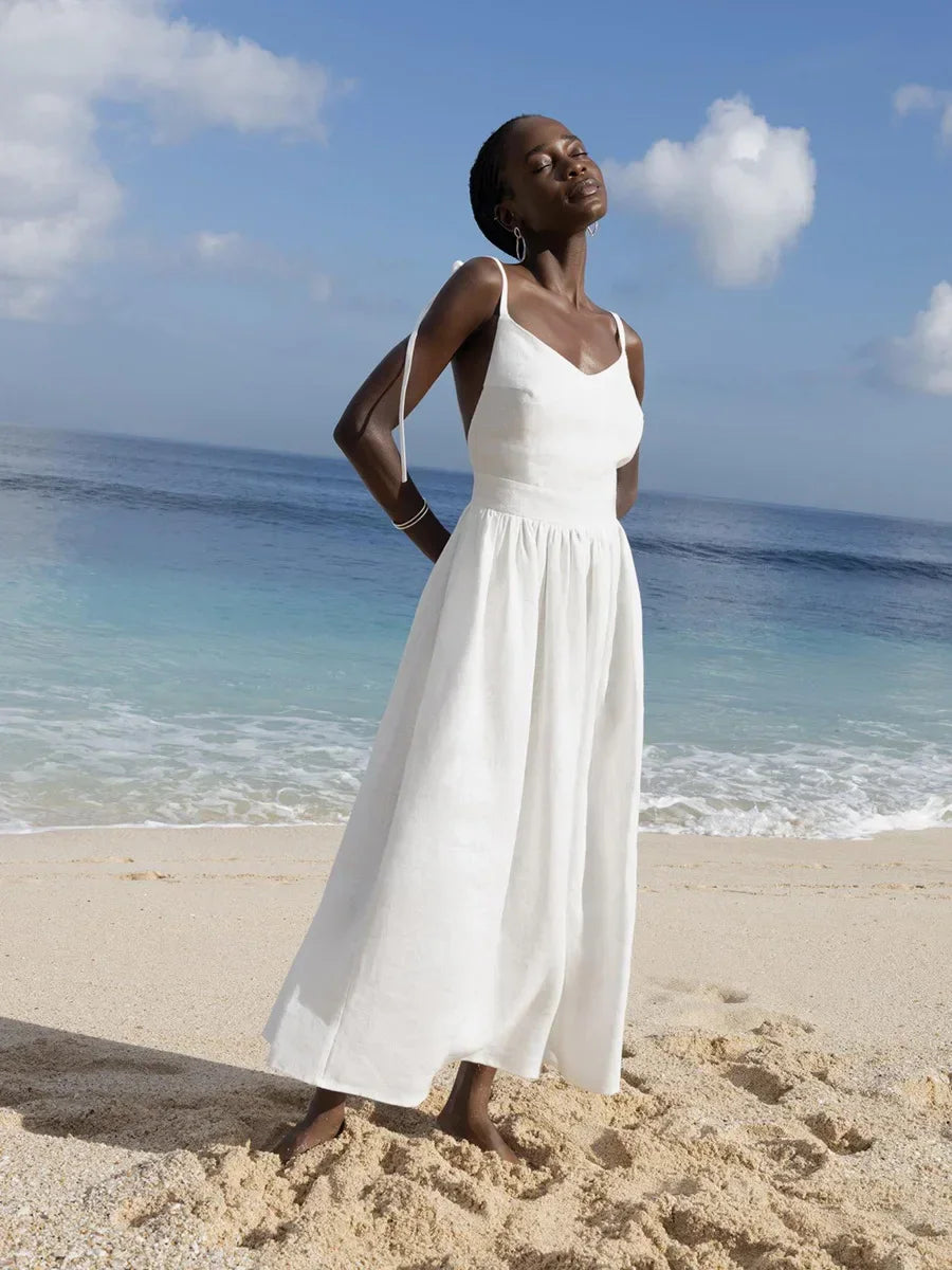 Bornladies Serenne V-Neck Dress - Beach Style, Spring and Summer