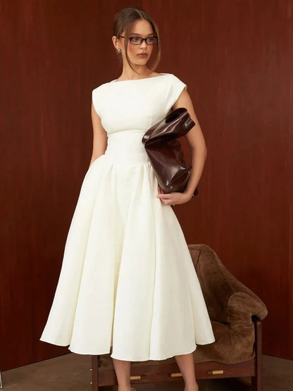 White Serenne Dress - Backless, Elegant, Casual and Chic