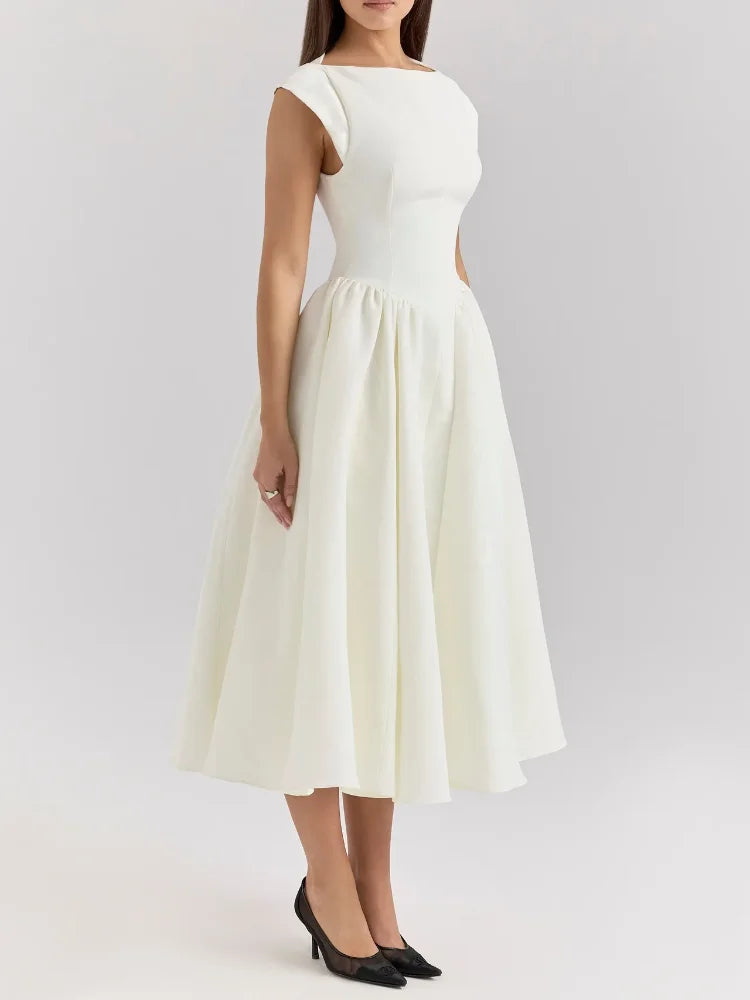 White Serenne Dress - Backless, Elegant, Casual and Chic