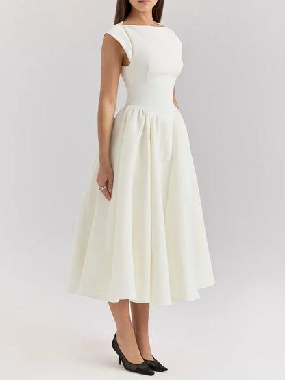 White Serenne Dress - Backless, Elegant, Casual and Chic