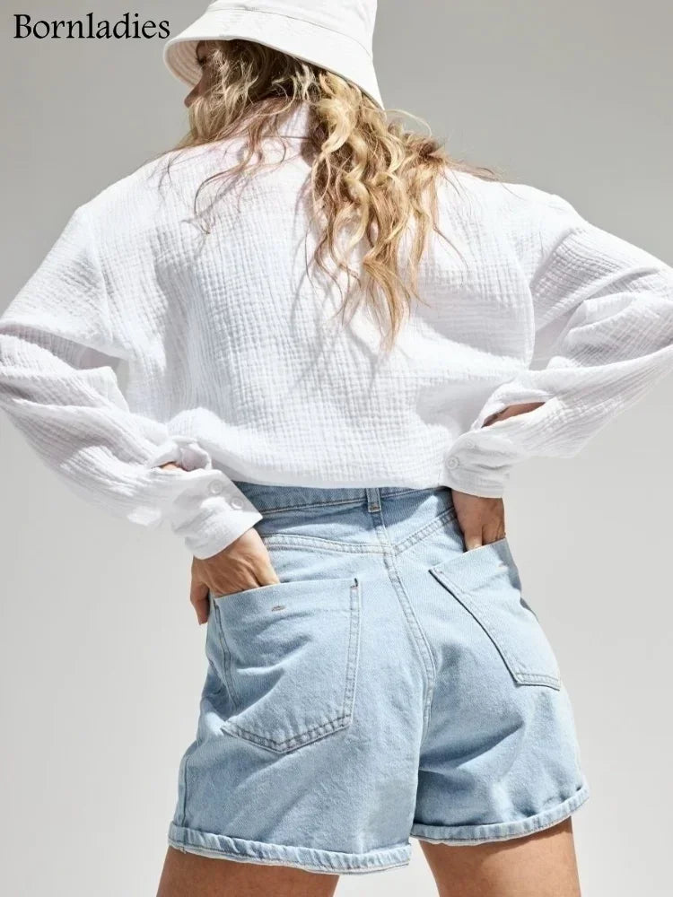 Spring and Summer 2025 Shirt - Long Sleeve, Bornladies, Elegant and Plain