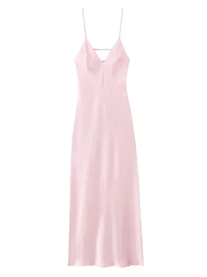 Serenne V-Neck Dress - Elegant Backless, Spaghetti Straps, Chic Robe, Vacation