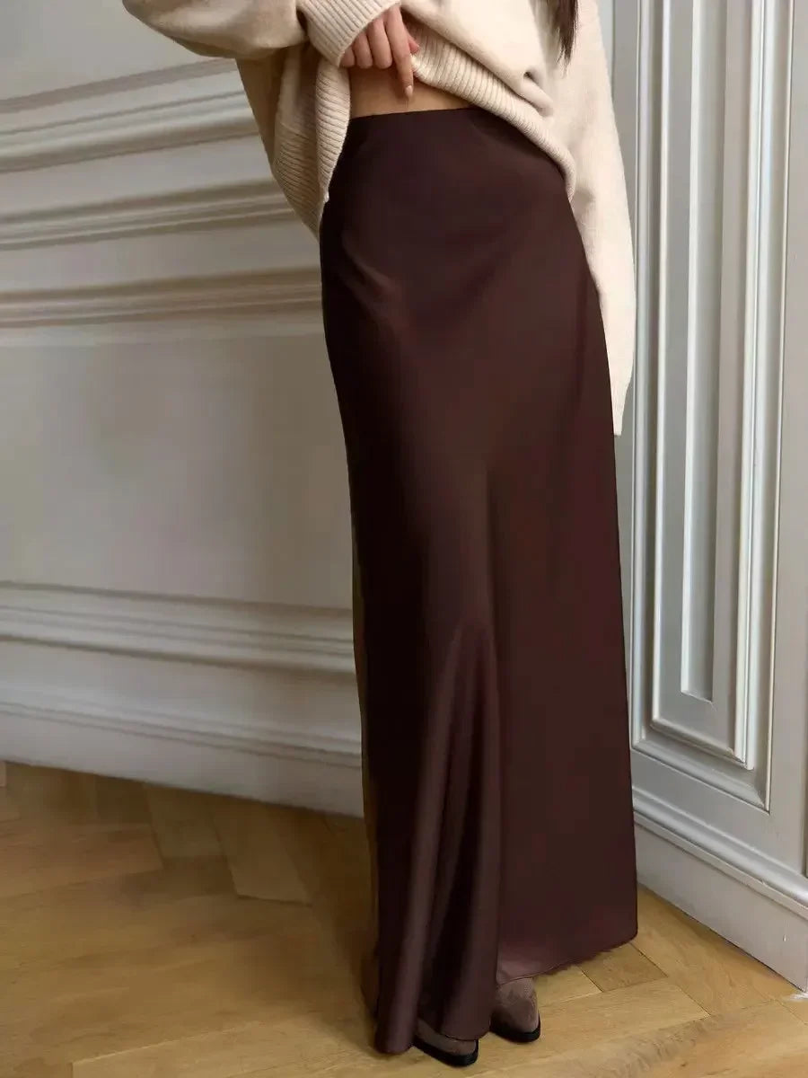 Satin Skirt, Casual and Elegant - Serenne Moda Spring and Summer