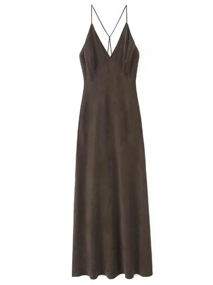 Serenne Long Dress - Backless, V-Neck, Elegant and Casual