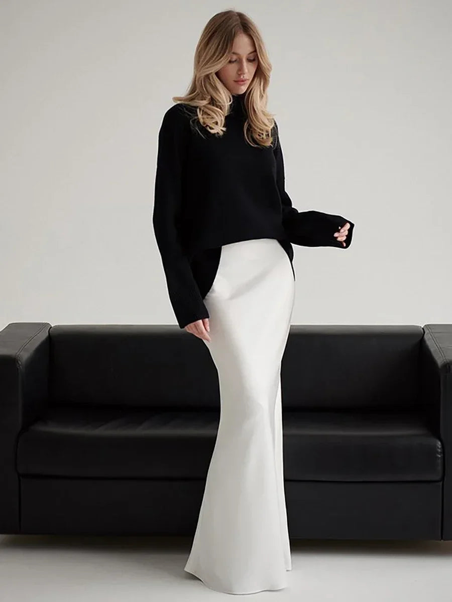 Satin Skirt, Casual and Elegant - Serenne Moda Spring and Summer