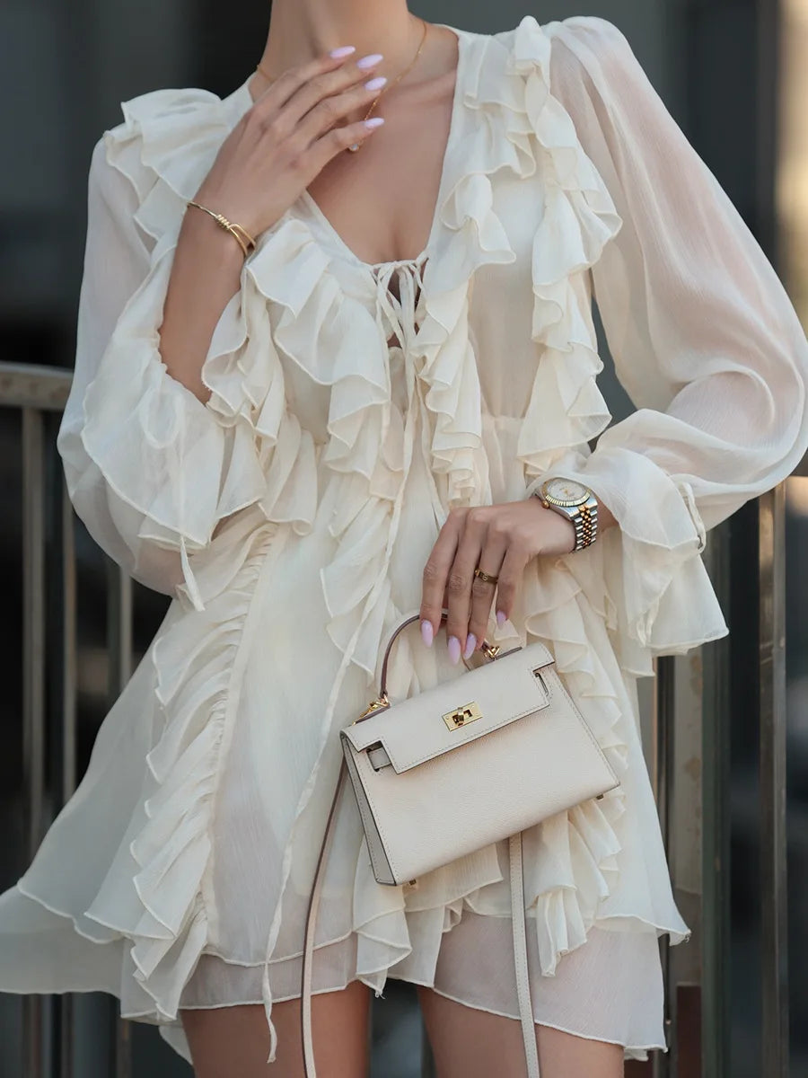Serenne 2025 Chiffon Dress - Short, Elegant, French Style Skirt