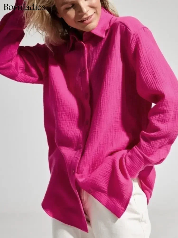 Spring and Summer 2025 Shirt - Long Sleeve, Bornladies, Elegant and Plain