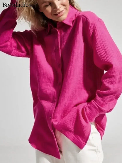 Spring and Summer 2025 Shirt - Long Sleeve, Bornladies, Elegant and Plain