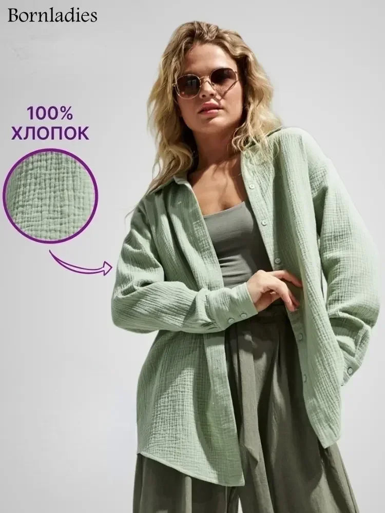 Spring and Summer 2025 Shirt - Long Sleeve, Bornladies, Elegant and Plain