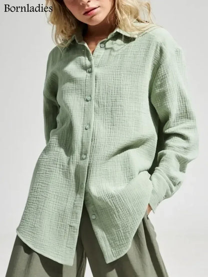 Spring and Summer 2025 Shirt - Long Sleeve, Bornladies, Elegant and Plain