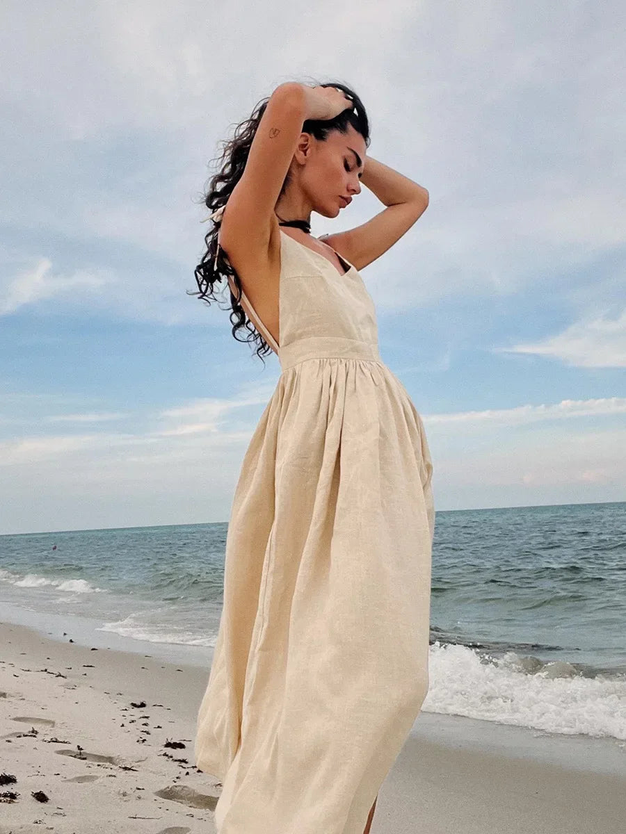 Bornladies Serenne V-Neck Dress - Beach Style, Spring and Summer
