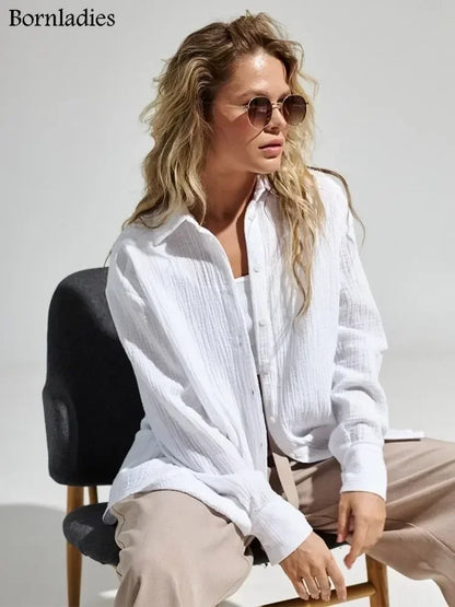 Spring and Summer 2025 Shirt - Long Sleeve, Bornladies, Elegant and Plain