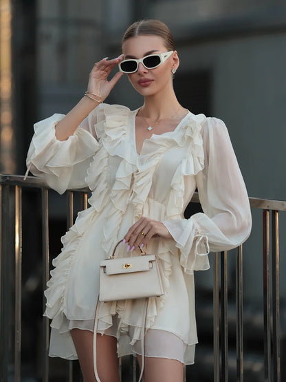 Serenne 2025 Chiffon Dress - Short, Elegant, French Style Skirt