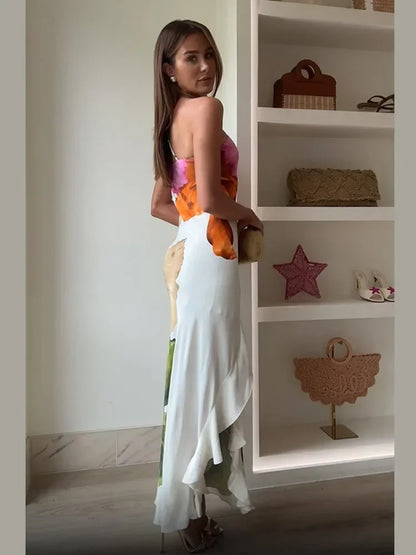 Serenne Long Dress - Elegant Floral, Summer, Beach, Holiday
