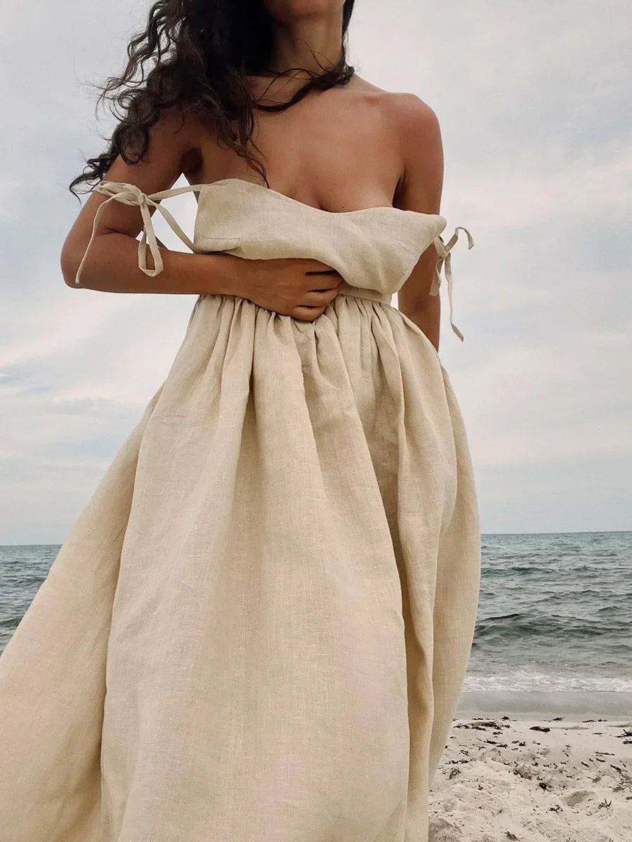 Bornladies Serenne V-Neck Dress - Beach Style, Spring and Summer