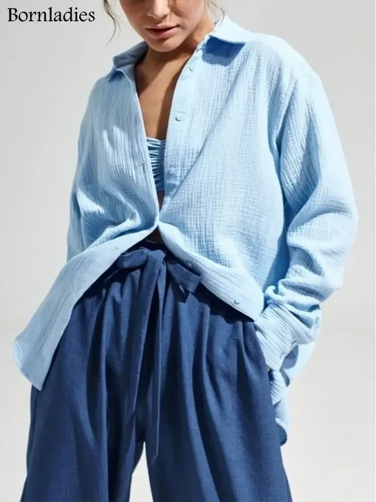 Spring and Summer 2025 Shirt - Long Sleeve, Bornladies, Elegant and Plain