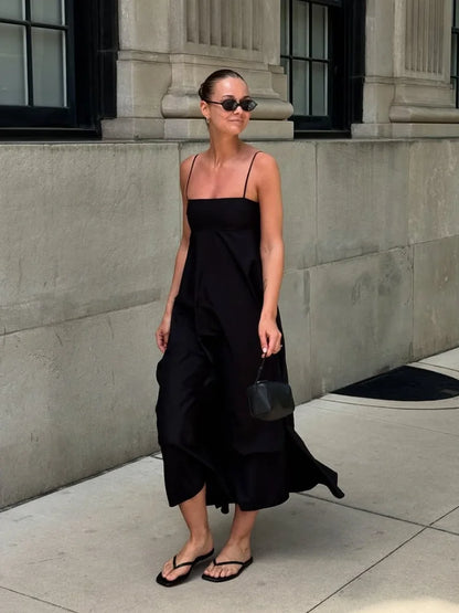 Serenne Dress - Square Neckline, Long, Casual and Elegant